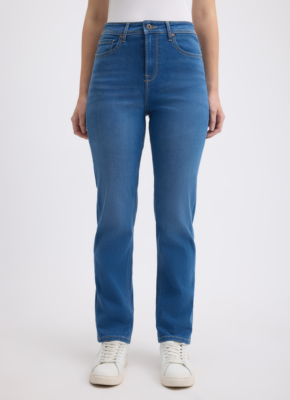 Women Blue Straight Fit High Rise Jeans , , large image number 1