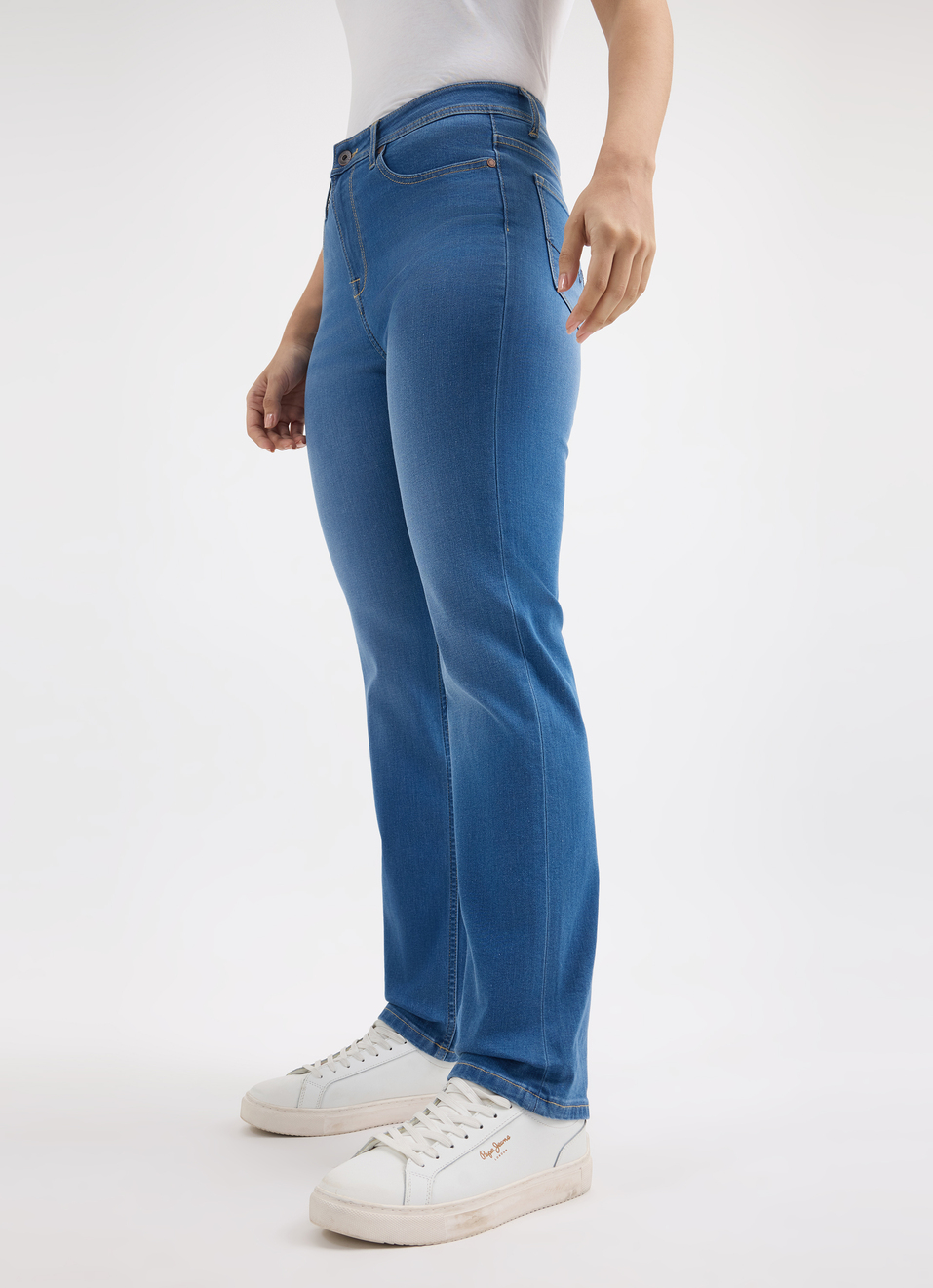 Women Blue Straight Fit High Rise Jeans , , large image number 3