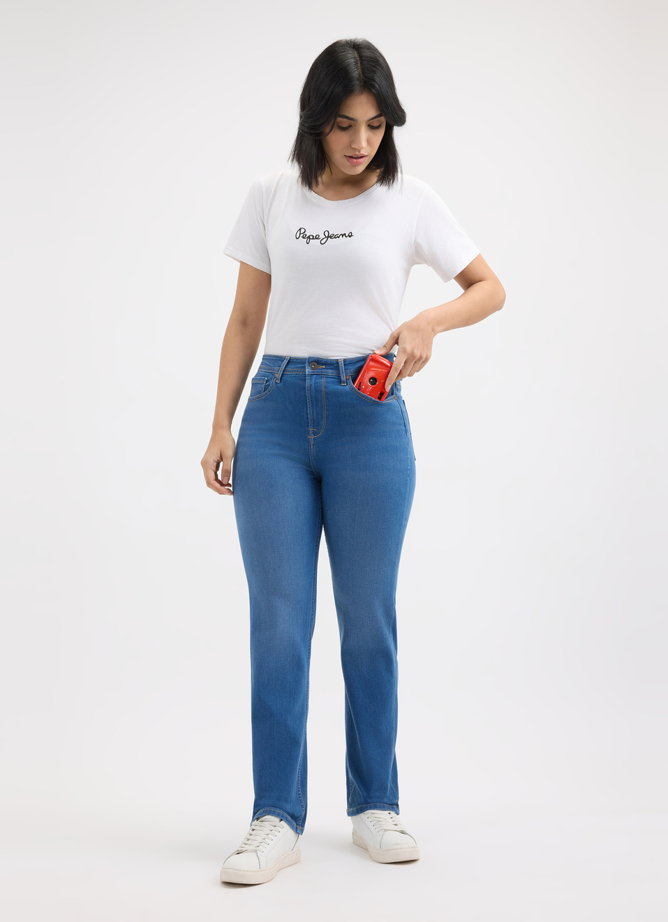 Women Blue Straight Fit High Rise Jeans , , large image number 0