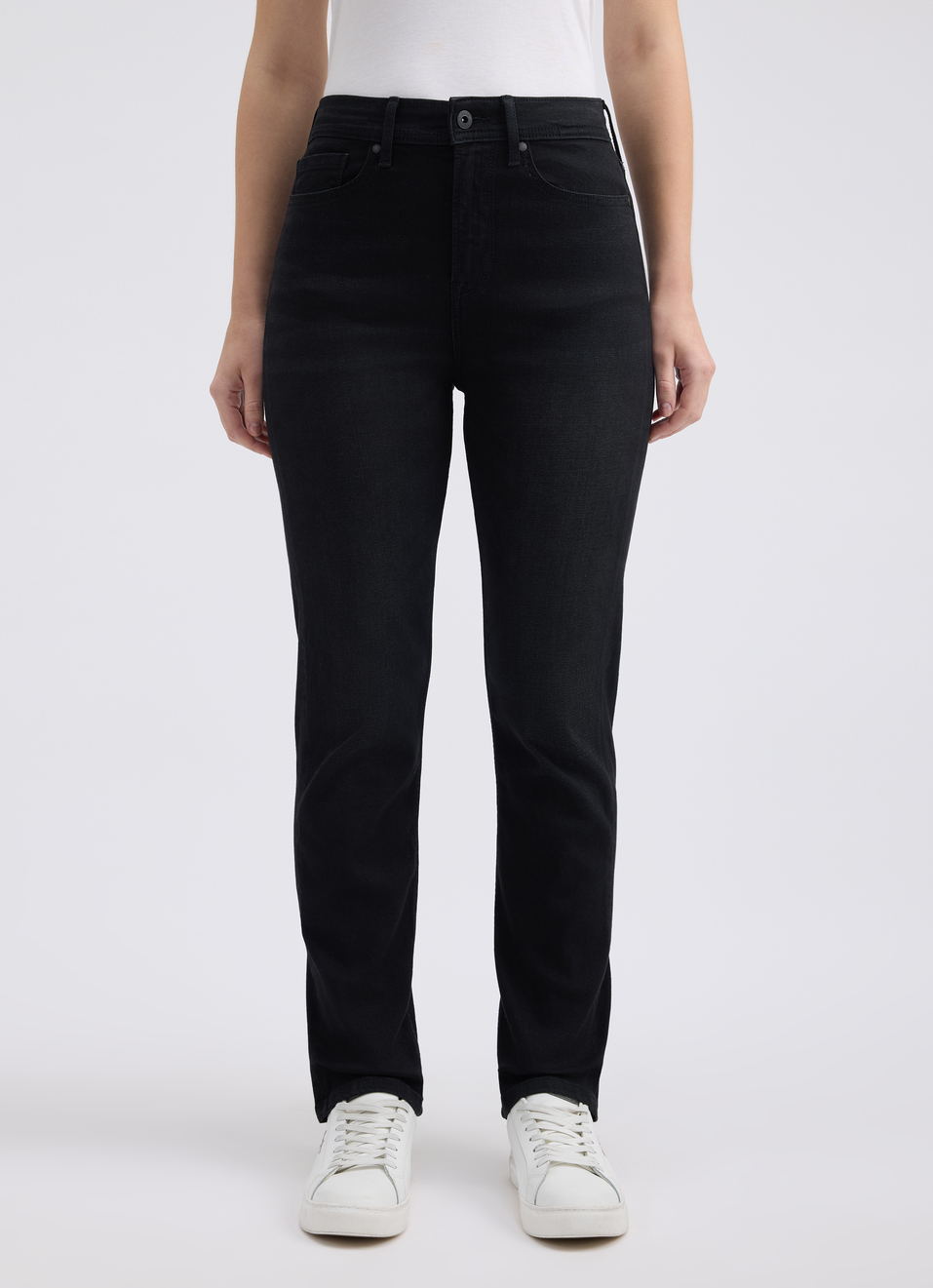 Women Black Straight Fit High Rise Jeans , , large image number 1