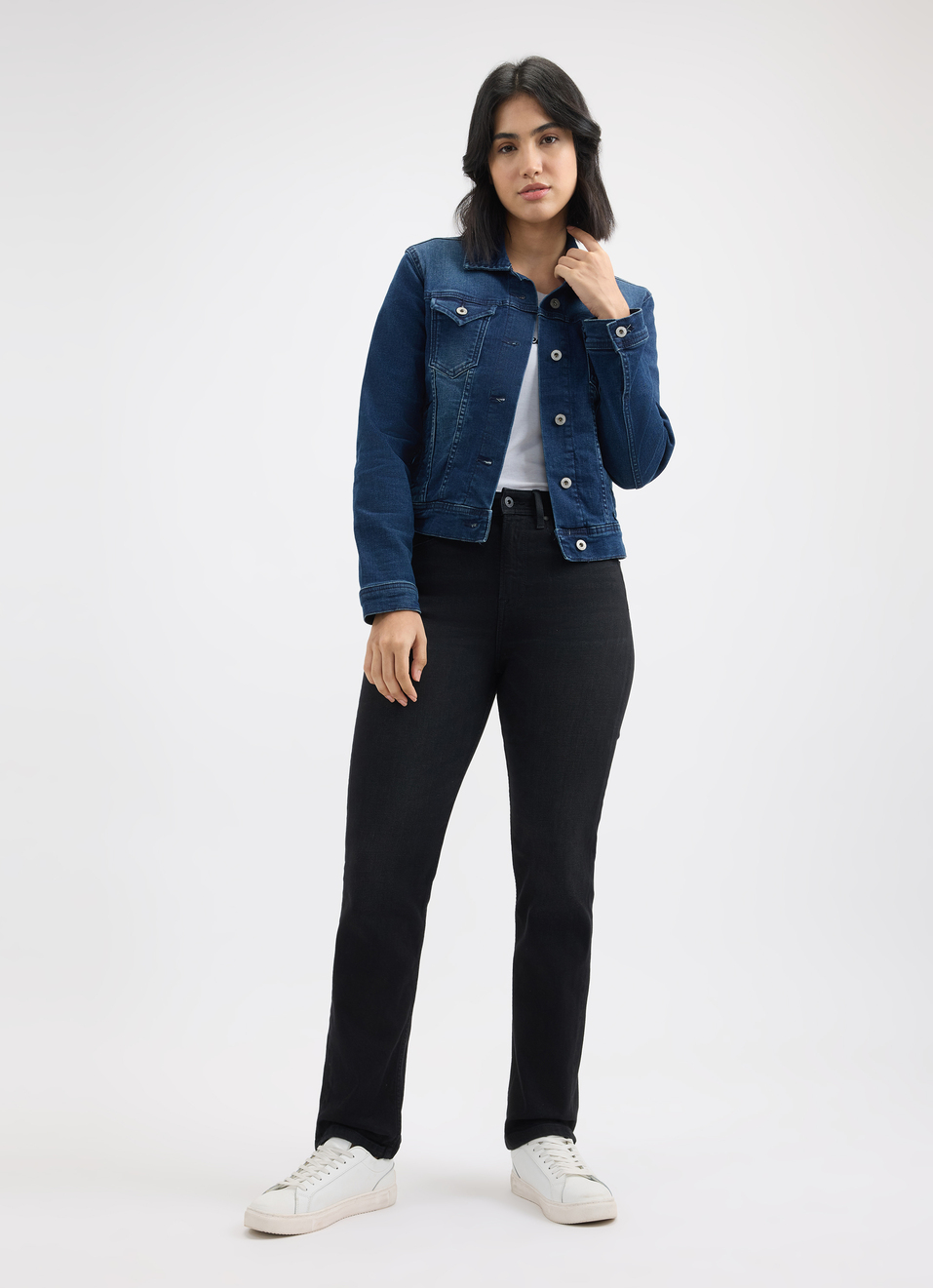 Women Black Straight Fit High Rise Jeans , , large image number 5