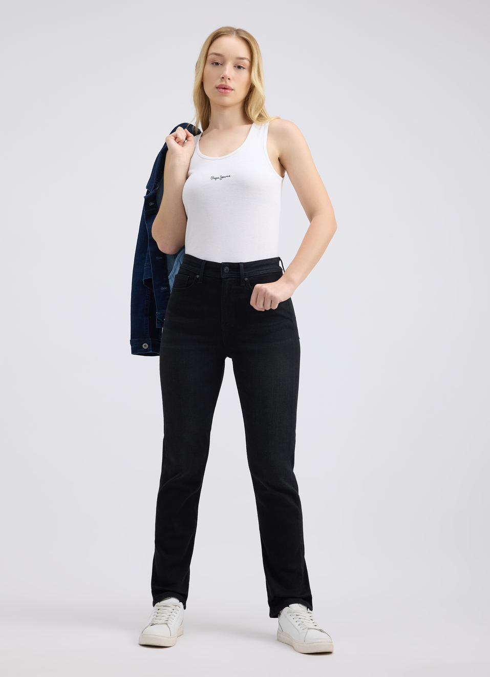 Women Black Straight Fit High Rise Jeans , , large image number 0