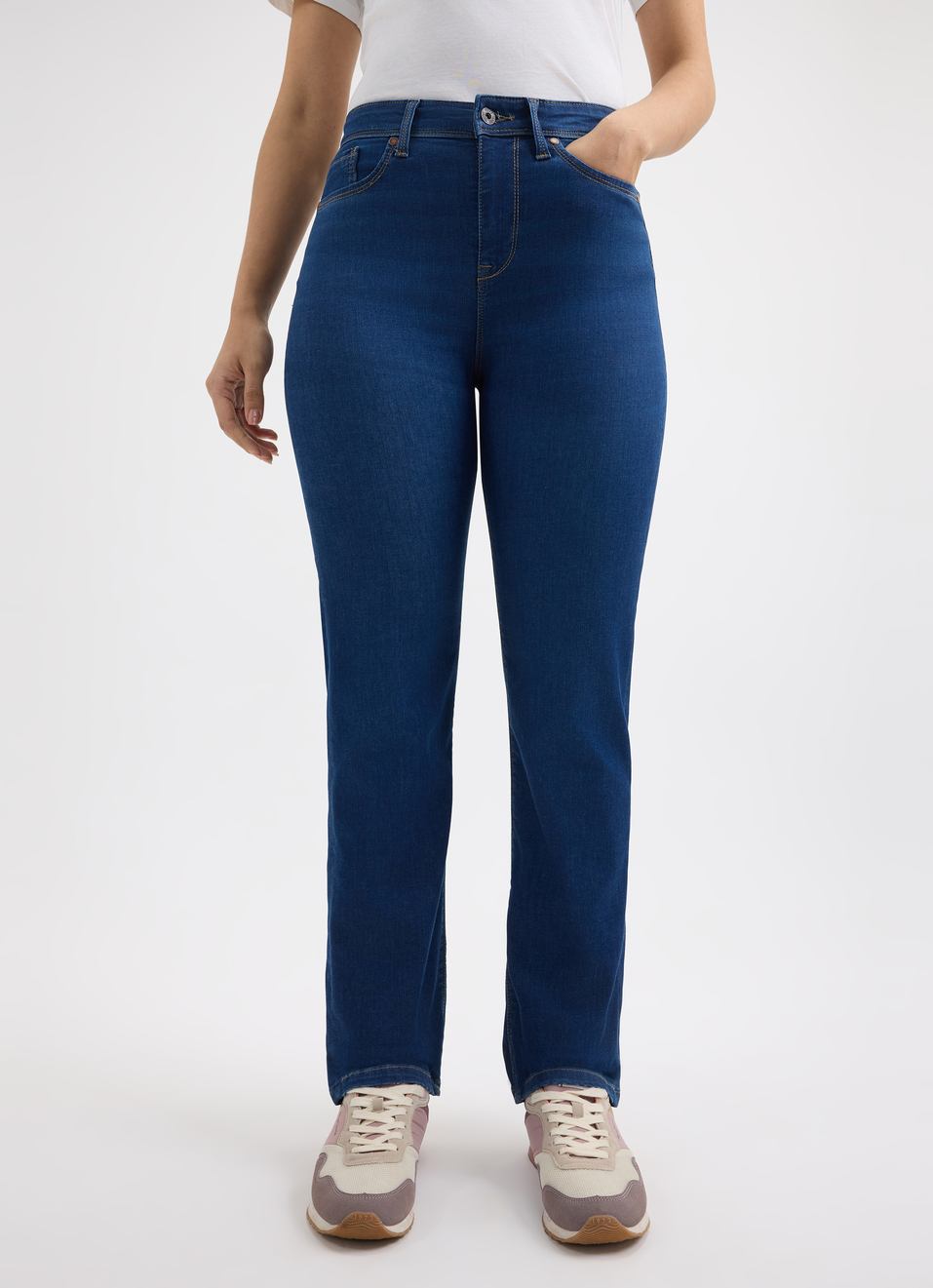 Women Blue Straight Fit High Rise Jeans , , large image number 1