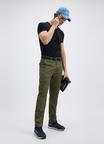 Men Green Mid Rise Stretch Cargos