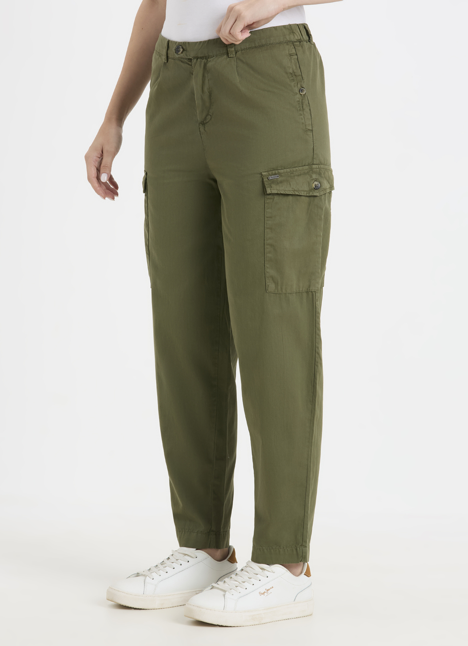 Women Green Mid Rise Cargo Pants, , large image number 3