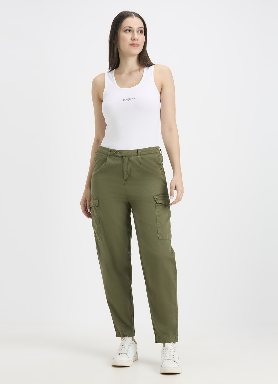Women Green Mid Rise Cargo Pants, , large image number 5