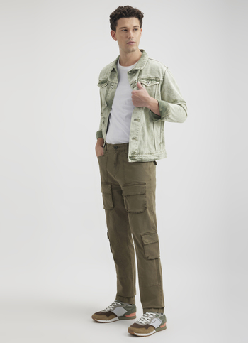 Men Green Mid Rise Stretch Cargos