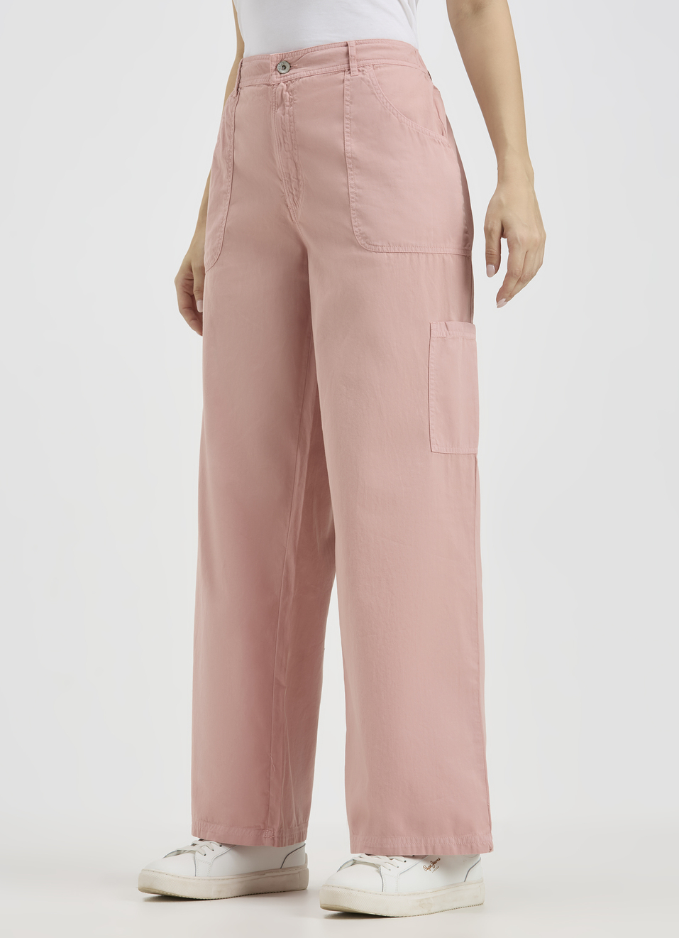 Women Pink Mid Rise Cargo Pants, , large image number 3
