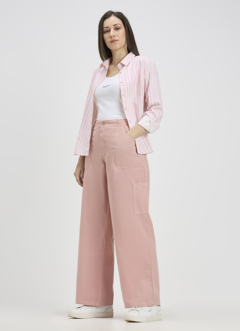 Women Pink Mid Rise Cargo Pants, , large image number 5