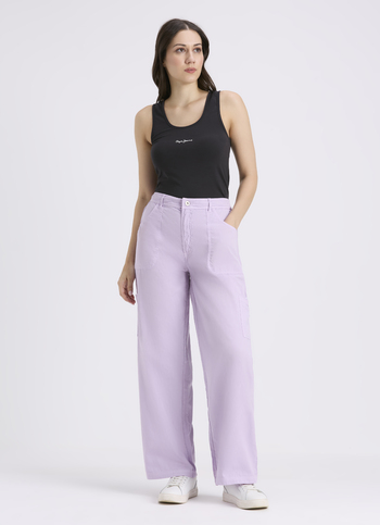 Women Purple Mid Rise Cargo Pants