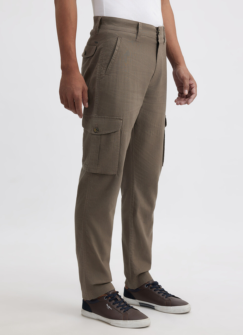 Men Brown Mid Rise Cut & Sew Cargos, , large image number 5