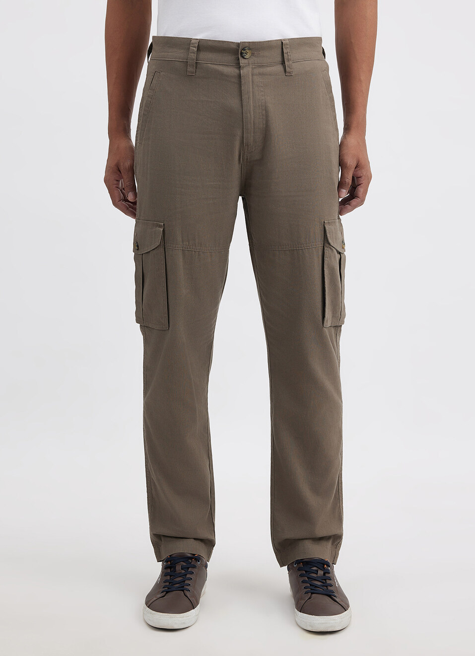 Men Brown Mid Rise Cut & Sew Cargos, , large image number 6