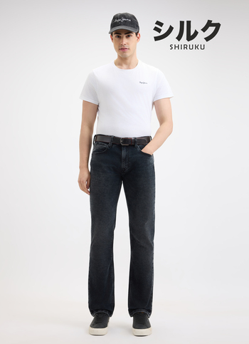 Men Black Mid Rise Straight Structured Jeans