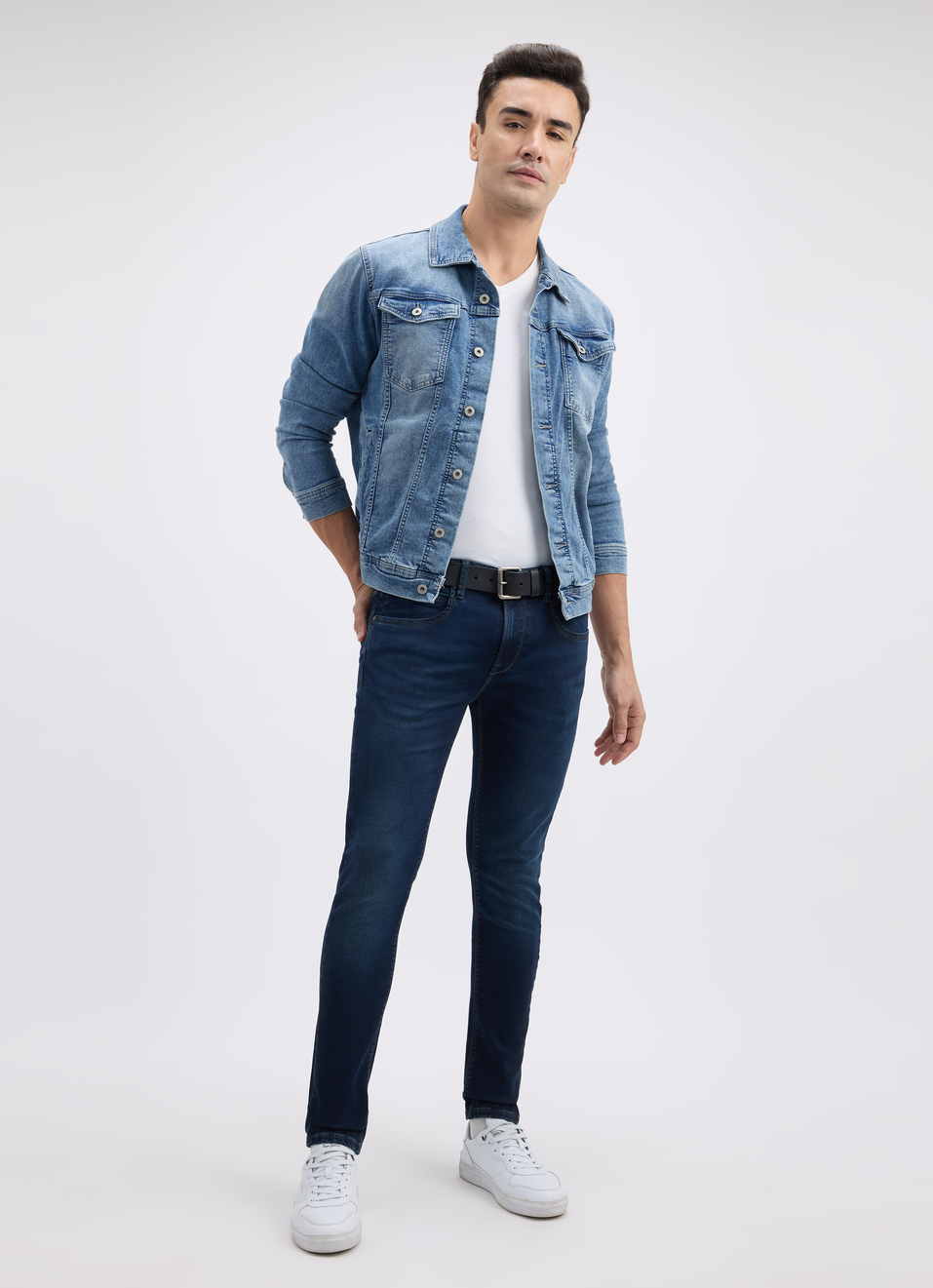 Men Blue Mid Rise Tapered Gymindigo Jogger Like Jeans, , large image number 5