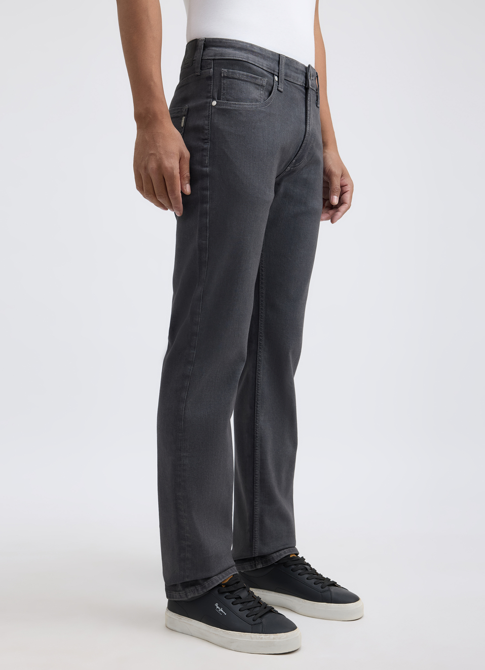 Men Grey Straight Mid Rise All-climate Stretchable Jeans, , large image number 3