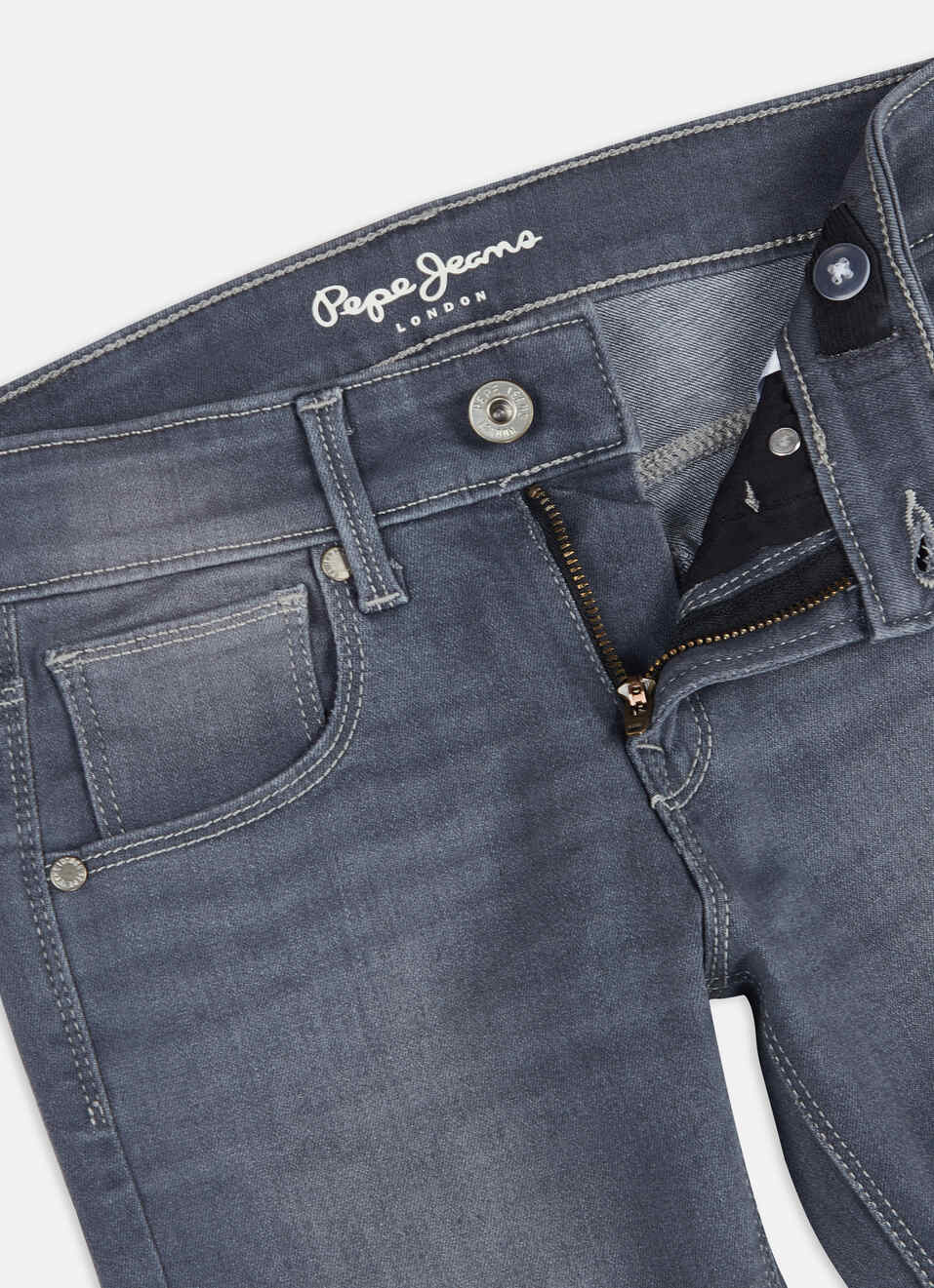 Boys Cashed Grey Mid Rise Slim Powerflex Jeans, , large image number 2