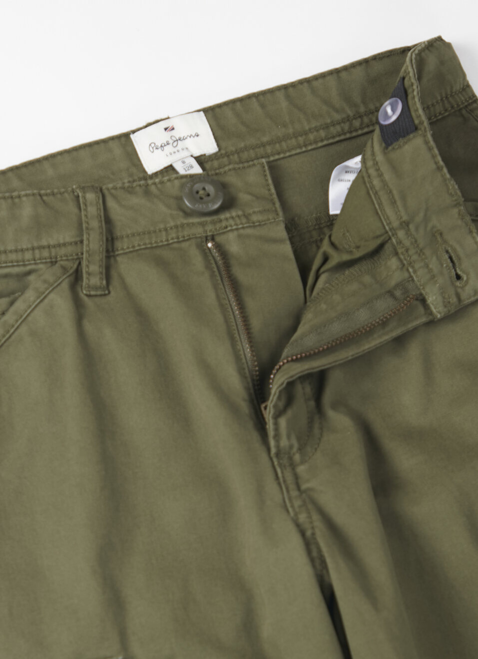 Boys Olive Mid Rise Lightweight Stretch Cargo Pants, , large image number 2