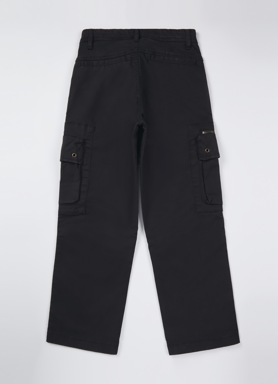 Boys Black Mid Rise Lightweight Stretch Cargo Pants, , large image number 0