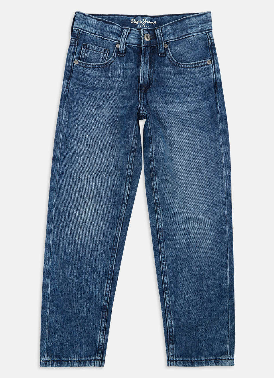 Boys Blue Mid Rise Tapered Baggy Jeans, , large image number 0
