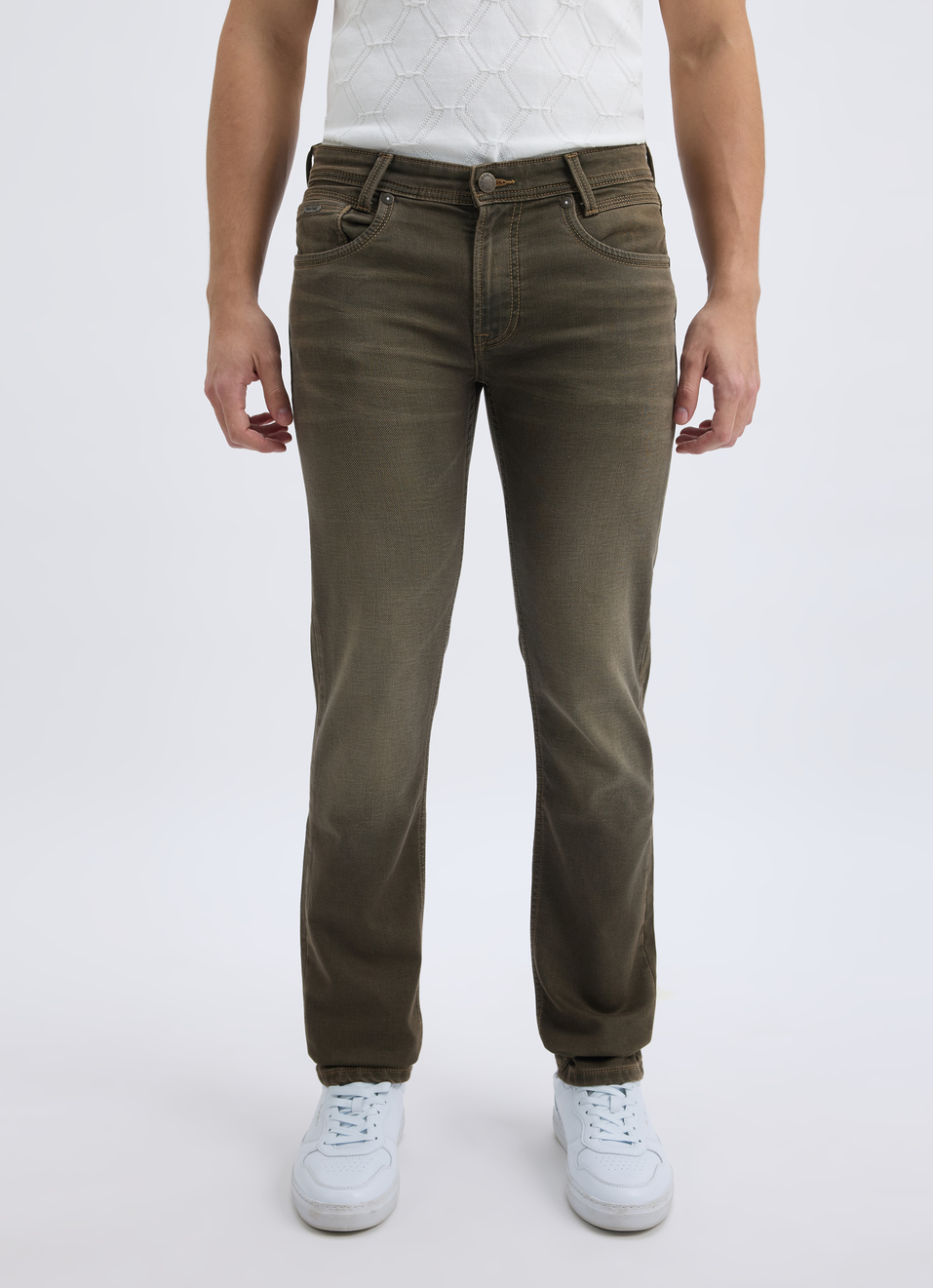 Men Brown Mid Rise Slim Jeans, , large image number 1