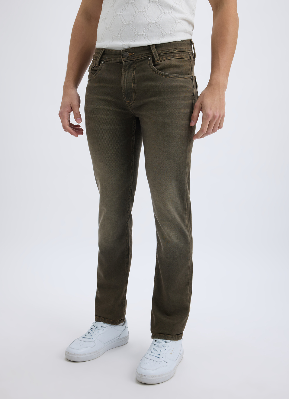 Men Brown Mid Rise Slim Jeans, , large image number 3