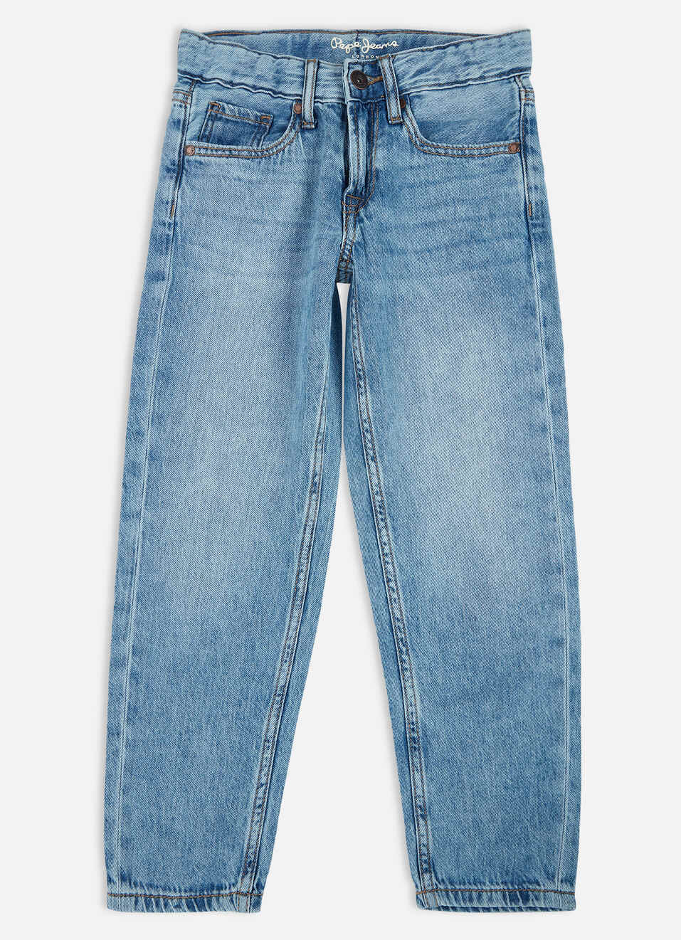 Boys Blue Mid Rise Tapered Baggy Jeans, , large image number 0