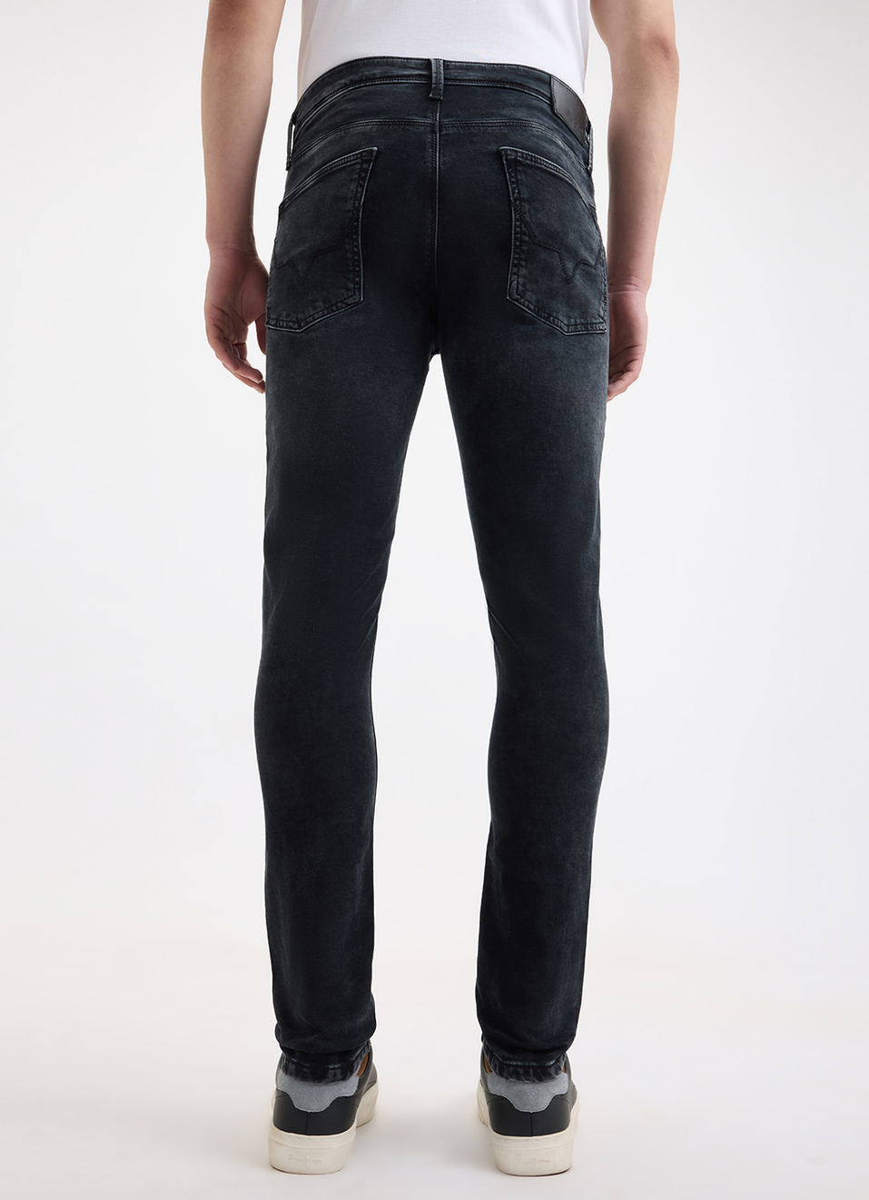Men Black Mid Rise Tapered Structured Jeans, , large image number 1