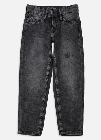 Boys Grey Mid Rise Tapered Baggy Jeans