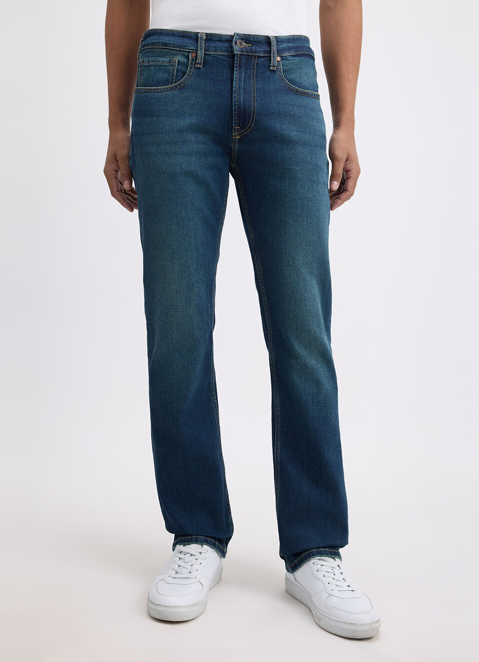 Men Blue Regular Fit Mid Rise All Climate Streachable Jeans, , large image number 6