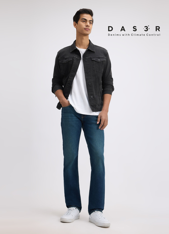 Men Blue Regular Fit Mid Rise All-climate Stretchable Jeans