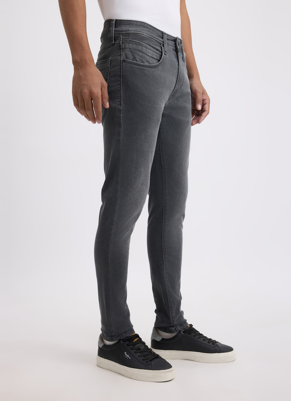 Men Grey Mid Rise Tapered Gymindigo Jogger Like Jeans, , large image number 3