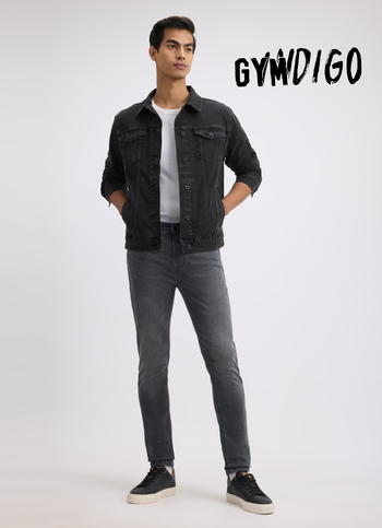 Men Grey Mid Rise Tapered Gymindigo Jogger Like Jeans