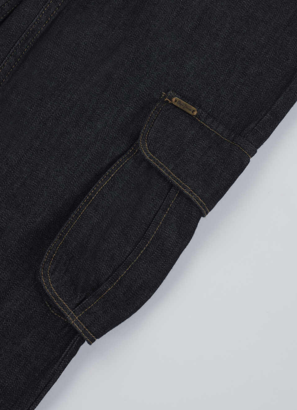 Boys Black Mid Rise Denim Cargo Pants, , large image number 4