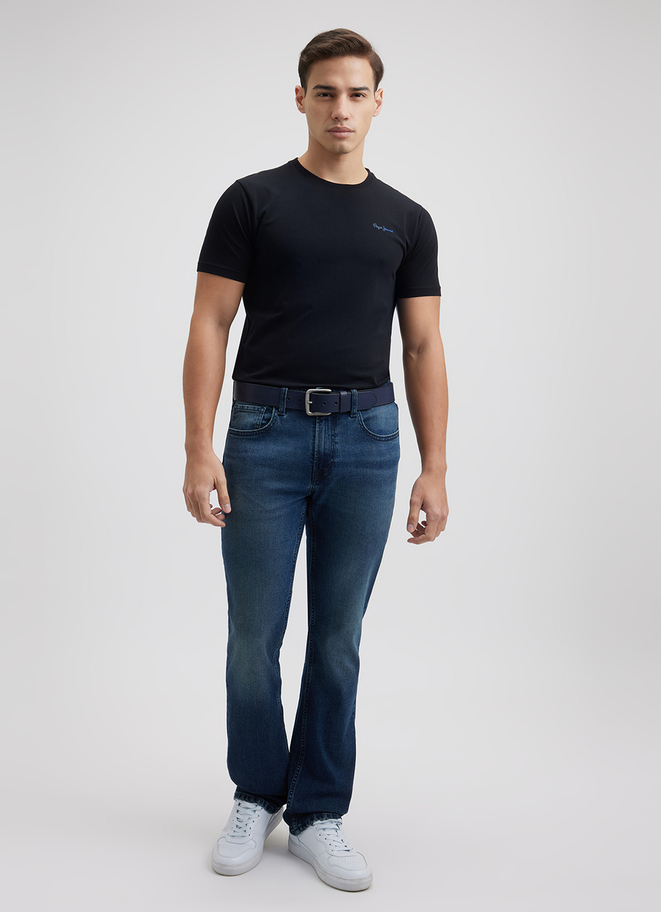 Men Blue Straight Fit Mid Rise Jeans , , large image number 1