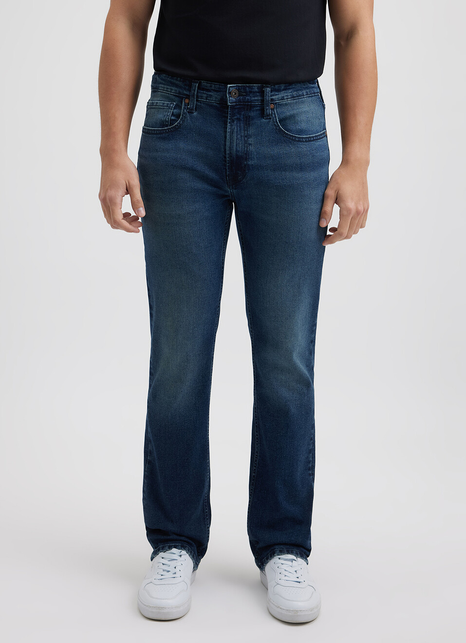 Men Blue Straight Fit Mid Rise Jeans, , large image number 1