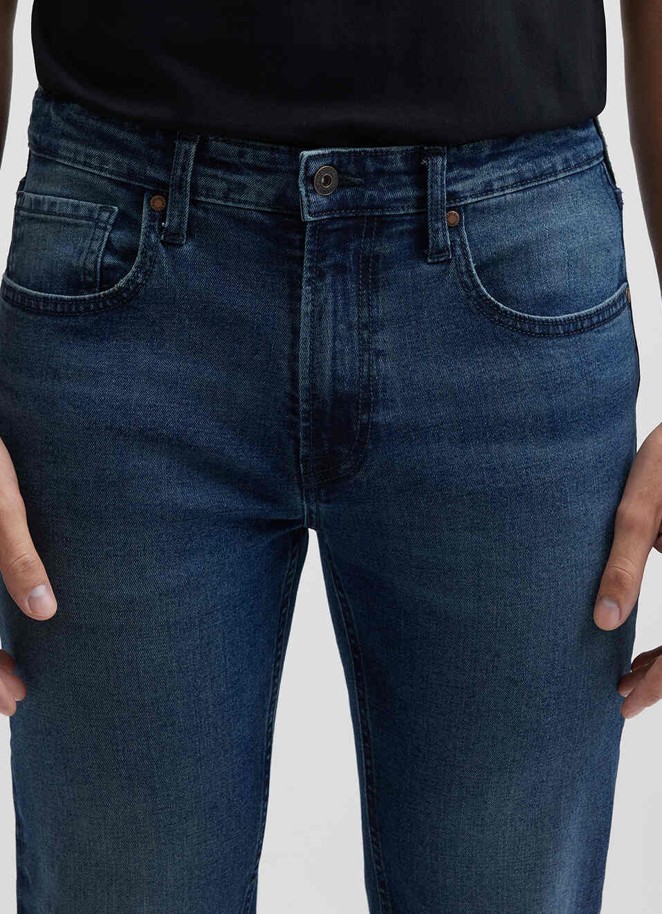 Men Blue Straight Fit Mid Rise Jeans, , large image number 3