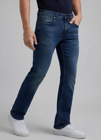 Men Blue Straight Fit Mid Rise Jeans 