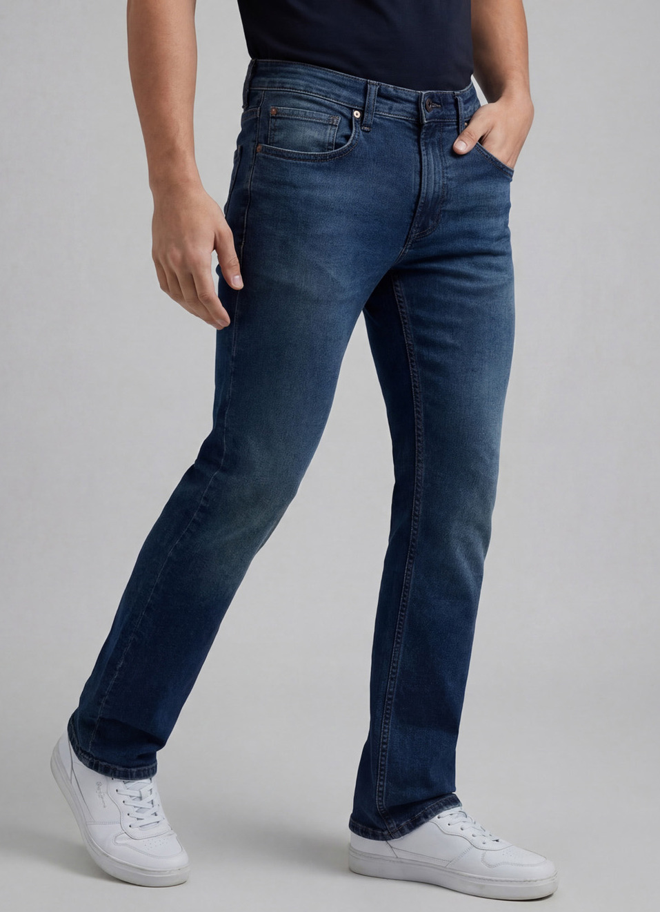 Men Blue Straight Fit Mid Rise Jeans, , large image number 0