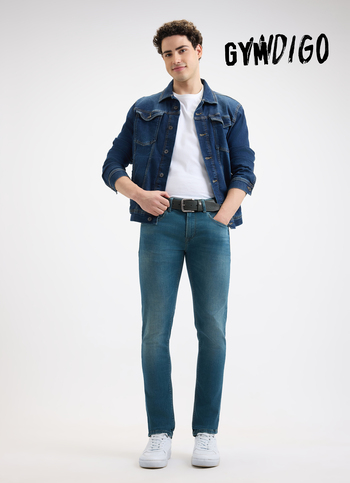 Men Green Mid Rise Slim Gymindigo Jogger Like Jeans