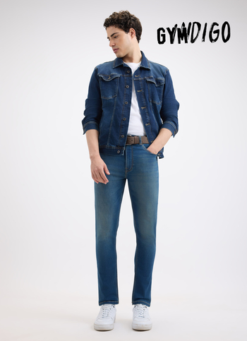 Men Green Mid Rise Slim Gymindigo Jogger Like Jeans