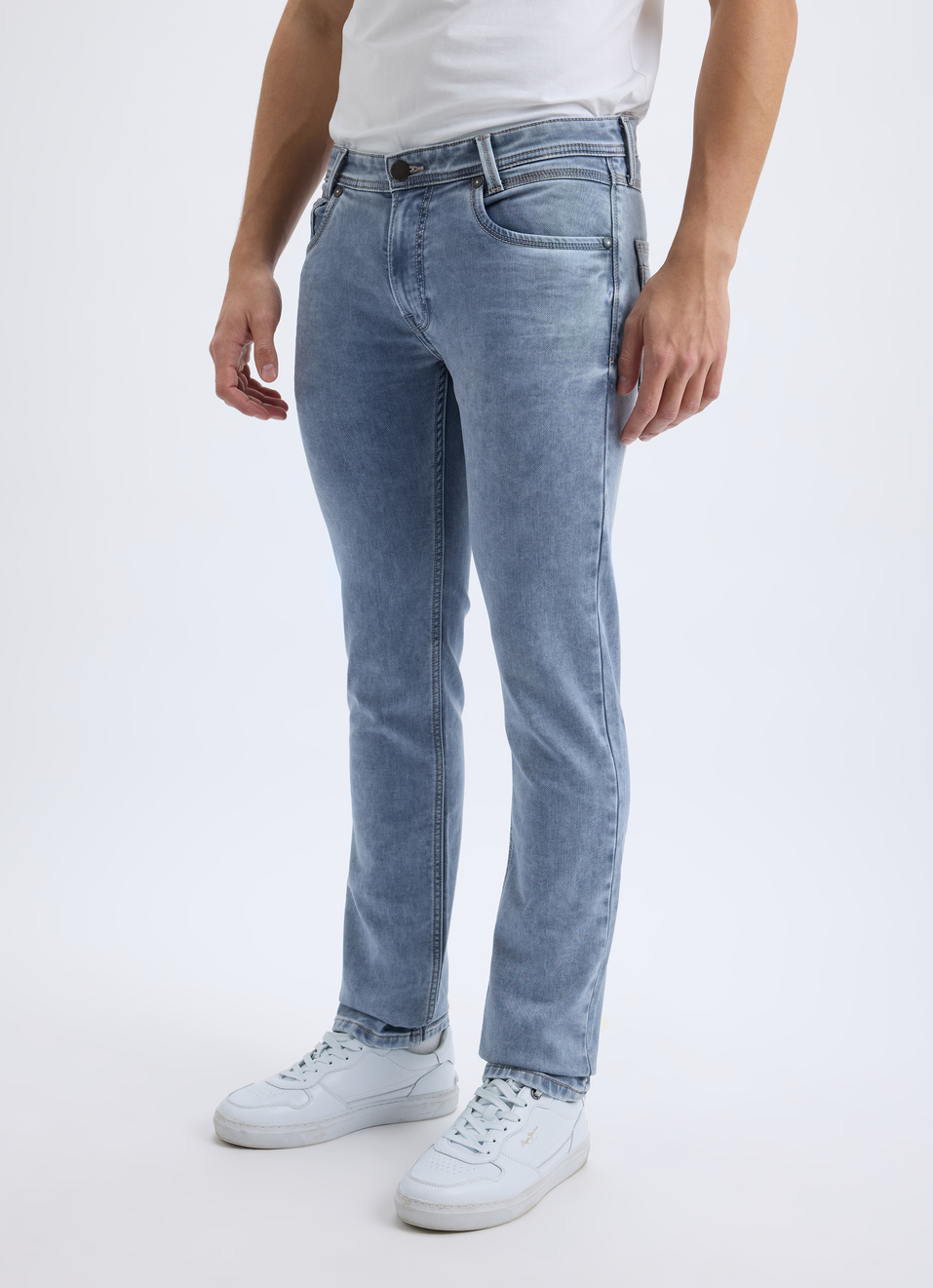 Men Light Grey Mid Rise Slim Jeans, , large image number 3