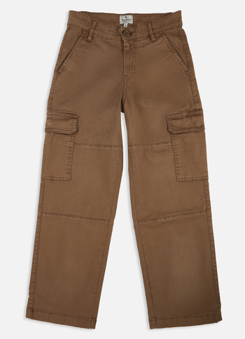 Boys Khaki Mid Rise Lightweight Stretch Cargo Pants