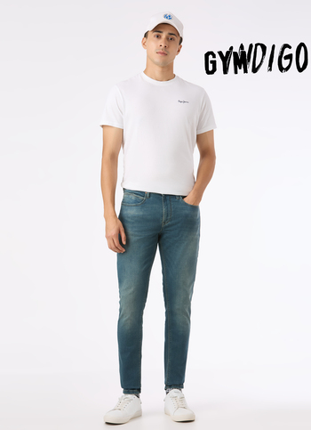 Men Mid Rise Tapered Fit Blue Stretchable Jeans