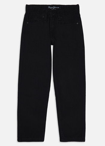 Boys Black Mid Rise Tapered Baggy Jeans