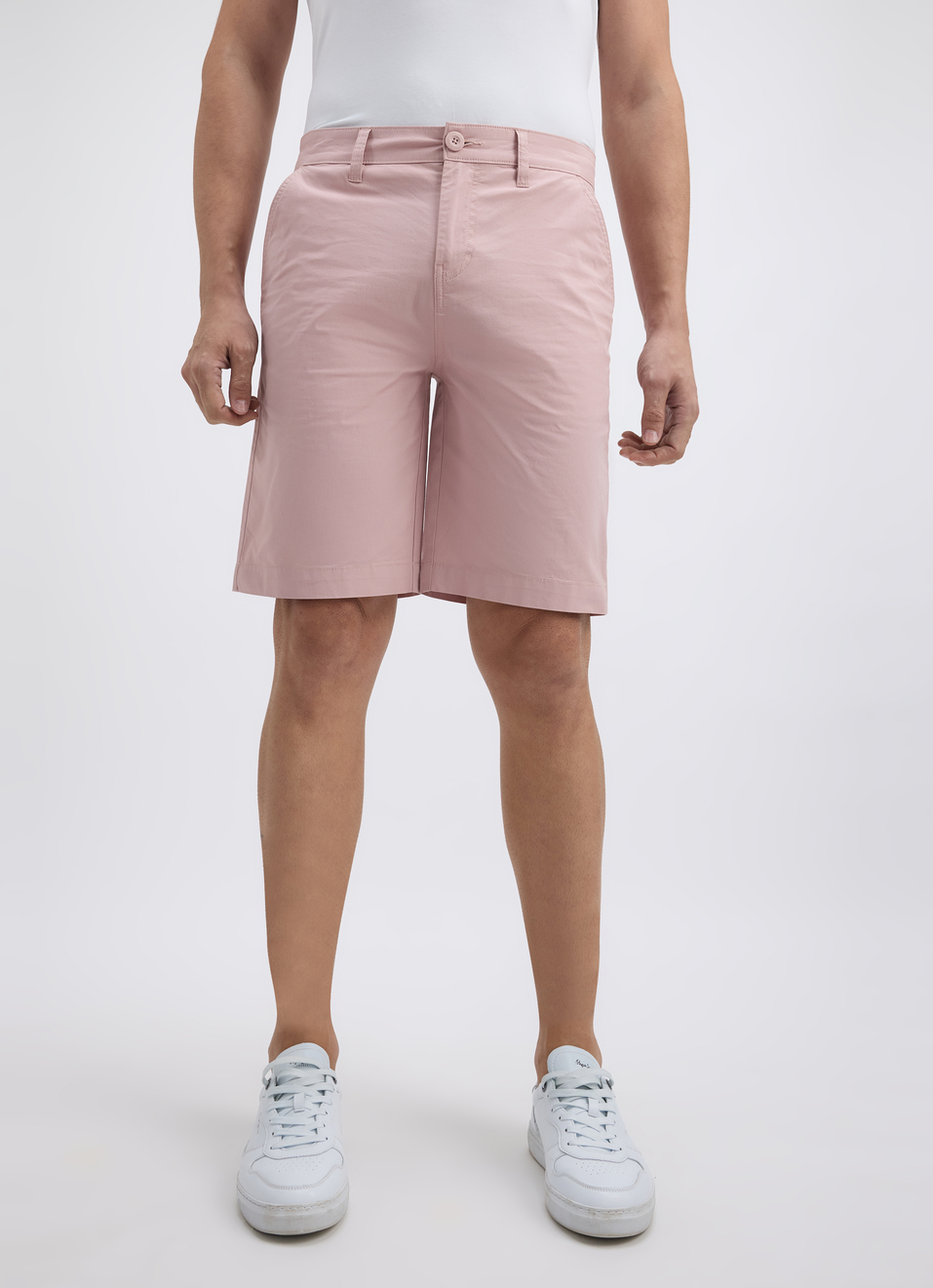 Men Pink Mid Rise Stretch Chino Shorts, , large image number 1