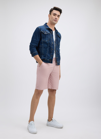 Men Pink Mid Rise Stretch Chino Shorts