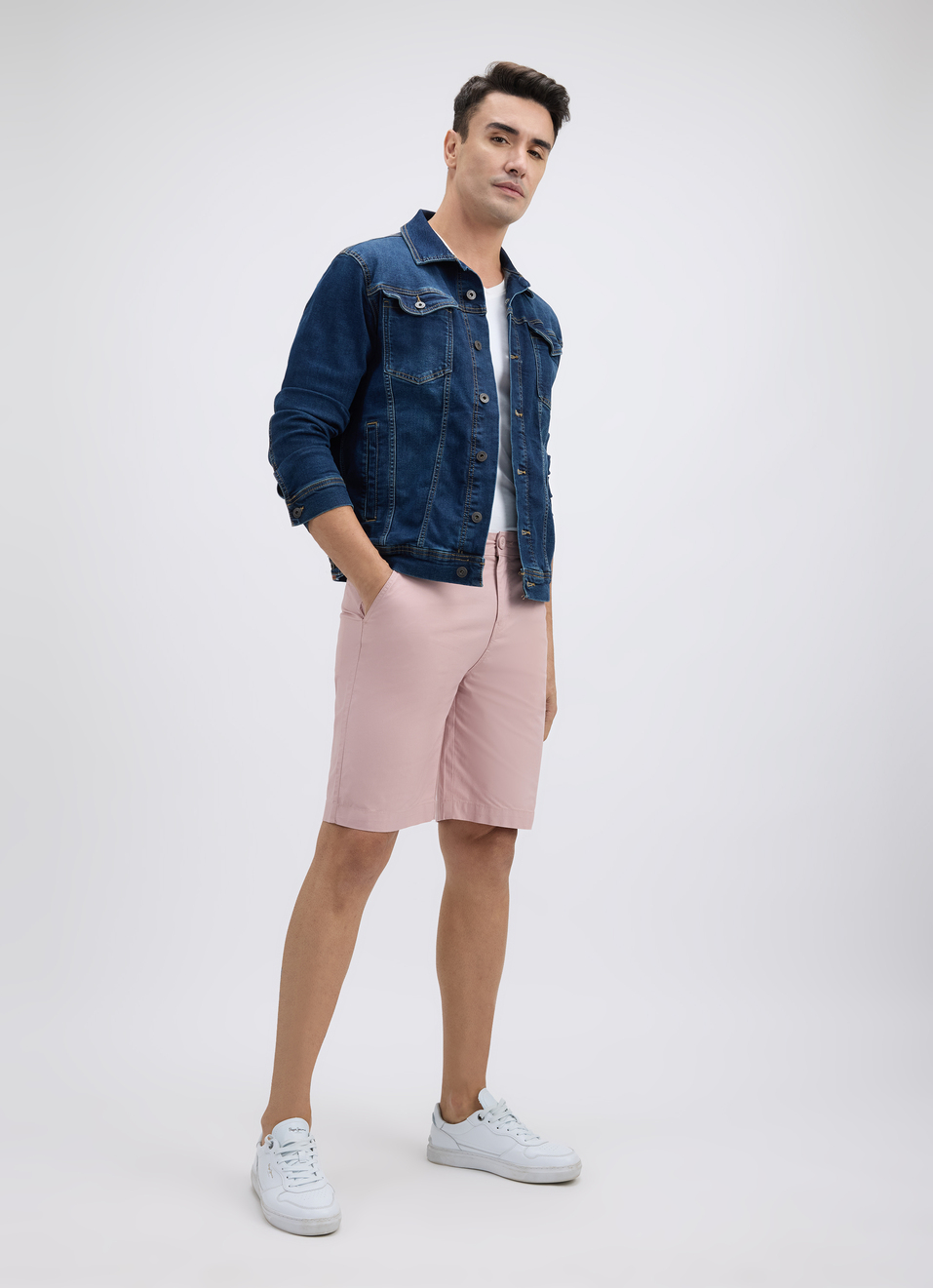 Men Pink Mid Rise Stretch Chino Shorts, , large image number 0