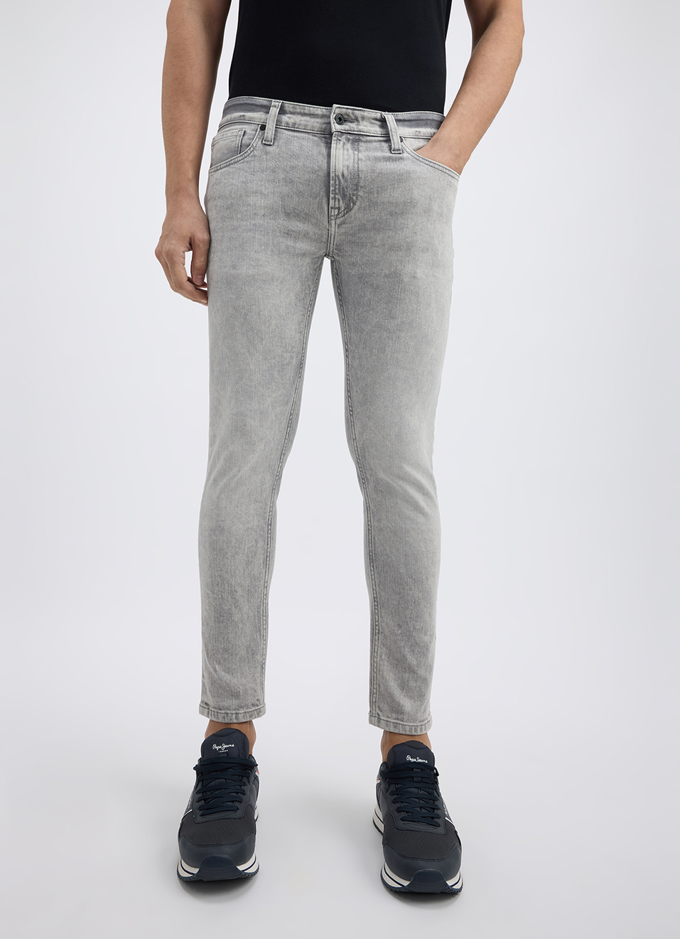 Men Grey Skinny Fit Mid Rise Ankle Length Jeans , , large image number 2