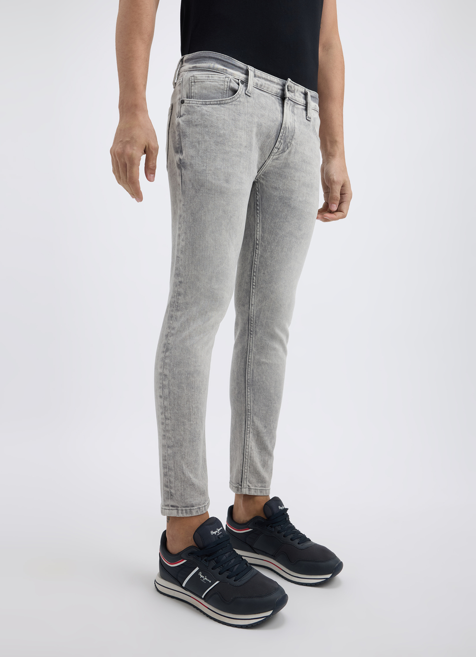 Men Grey Skinny Fit Mid Rise Ankle Length Jeans , , large image number 3