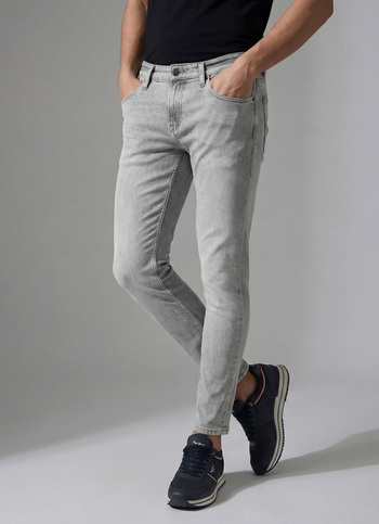 Men Grey Skinny Fit Mid Rise Ankle Length Jeans 